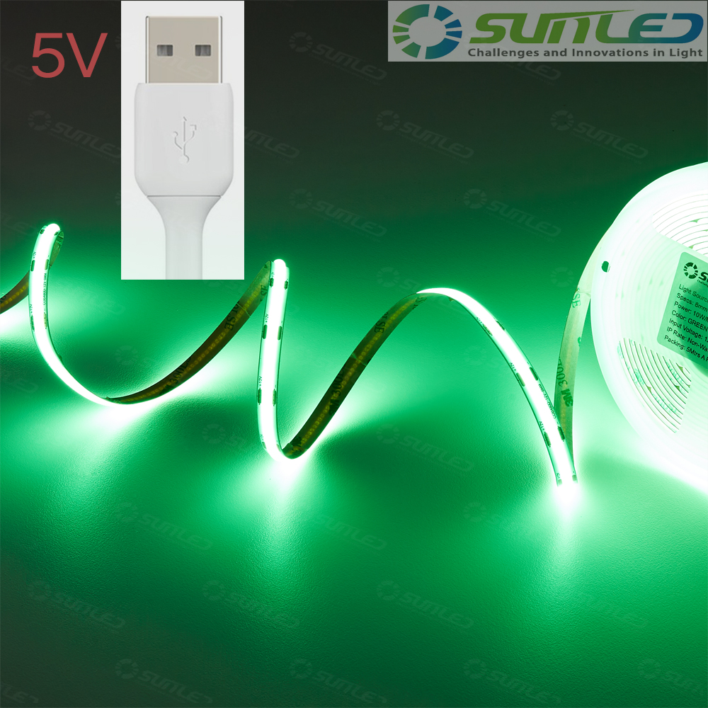 COB LED바 3m롤 5V USB 스트립 그린 면발광 줄조명 플렉시블 DIY 인테리어