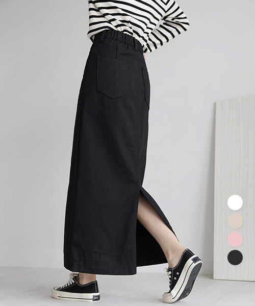 [숏,기본/~2XL] 세미H라인 뒷트임 코튼 스커트_264398 - 상세 이미지 4