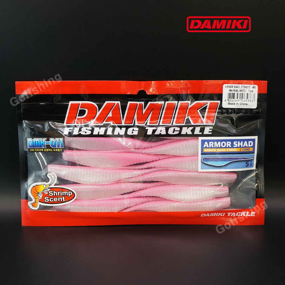 다미끼 아머쉐드 대광어 우럭 광어 웜 다운샷 480 투톤 핑크 펄 화이트, 12.7cm(5인치) - 메인 이미지
