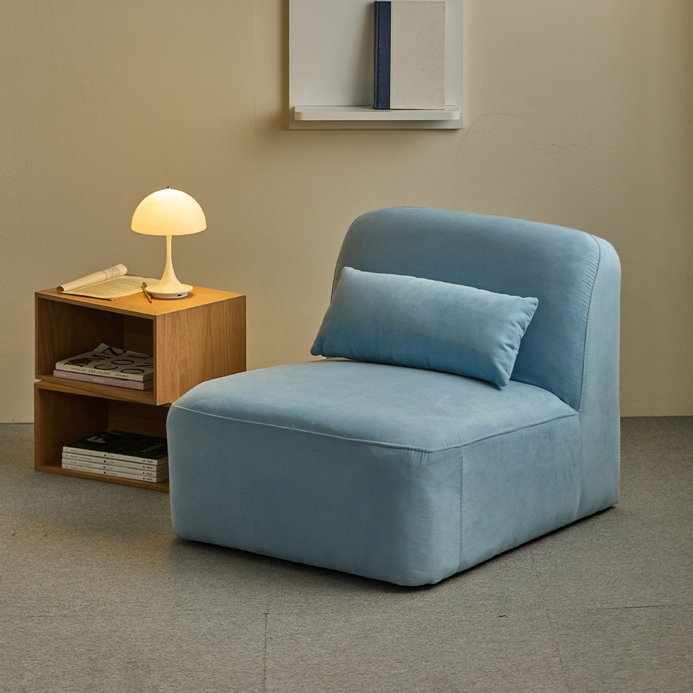 리노아 아쿠아텍스 패브릭 2인 1인 소파 스툴미포함, 스카이블루, 1인용