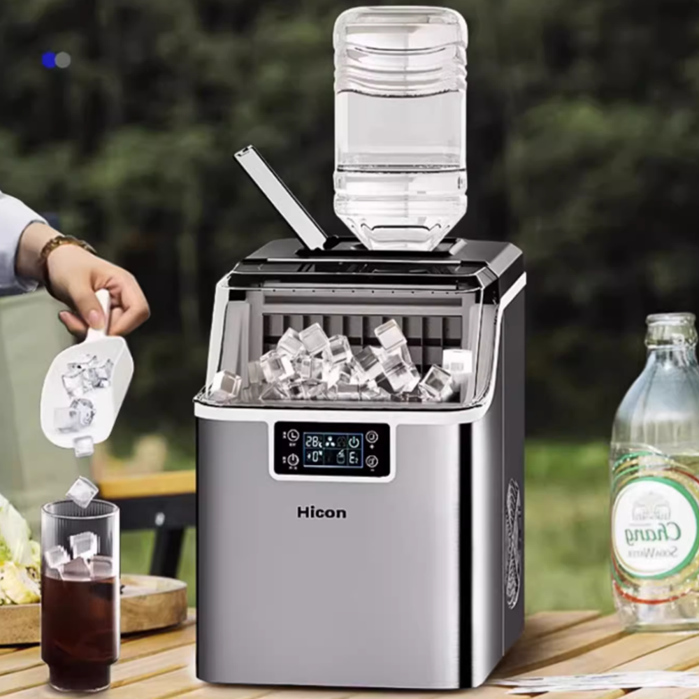 웰컴 소형 25KG 자동 미니 얼음 제조기 가정용 업소용 빠른 캠핑용 휴대용 업그레이드 대용량-스테인리스 수동 가득 A