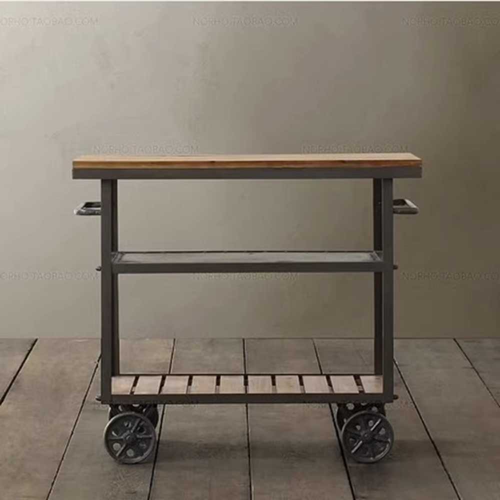원목 트롤리 주방 서빙 카트 트레이 와인 빈티지 60x35cm/높이 75cm 카트 - 상세 이미지 4