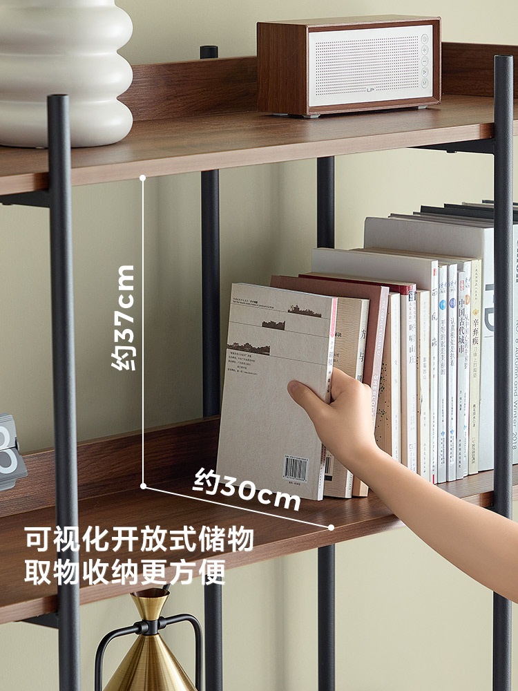 월넛 블랙프레임 책장 2세트 인테리어 수납장 격자형 오픈형 전시 선반 진열대 다용도 거실 수납 선반장 LH135Y4-A 3단 - 상세 이미지 5