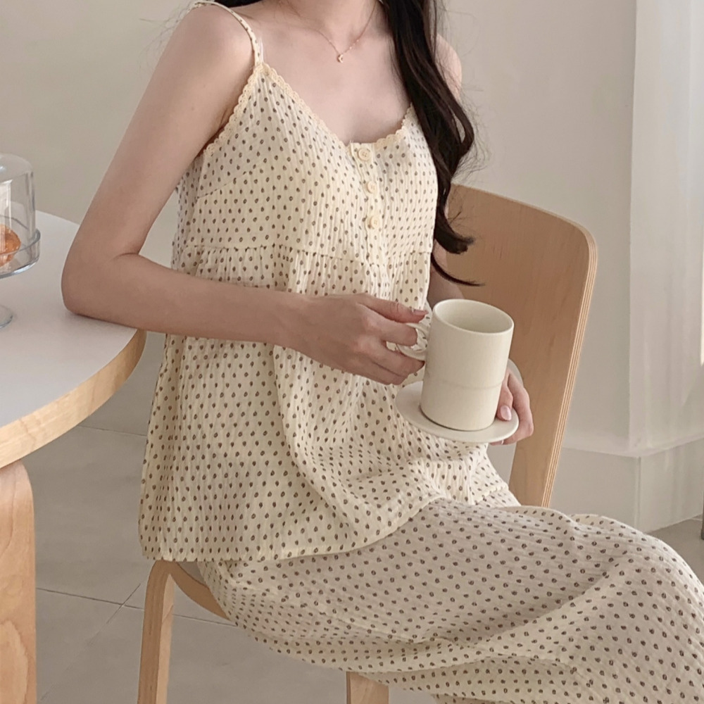 요루면잠옷 나시잠옷 여름 순면 파자마 민소매 세트 이미지 8
