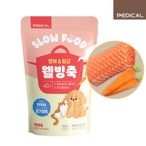 페디칼 강아지보양식 영양 웰빙죽 연어&당근 120g