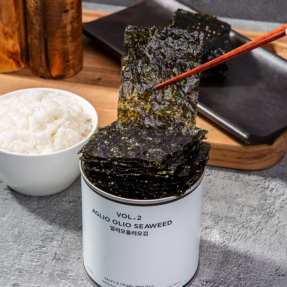 명품 돌김 캔포장 구운김 마늘 올리브유 조미김 맛김 맥주안주 김선물세트