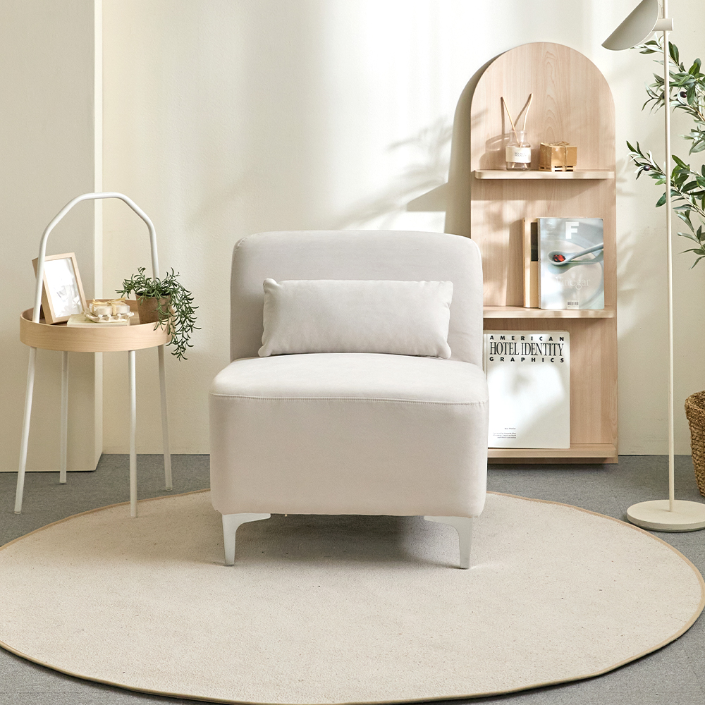 리노아 아쿠아텍스 패브릭 2인 1인 소파 스툴미포함, 아이보리, 1인용