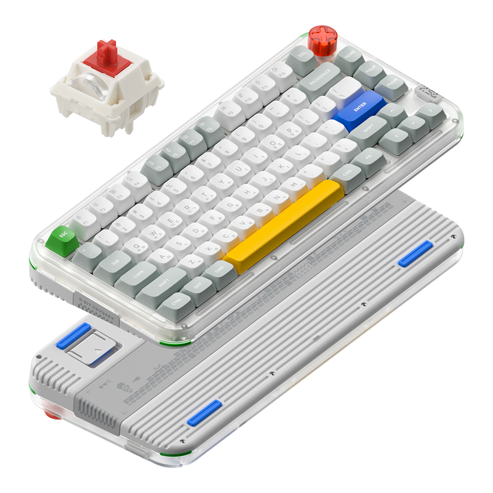 NUPHY KICK75 기계식키보드 로우 하이 듀얼 프로파일 커스텀키보드 레트로 그레이, 맥스 적축