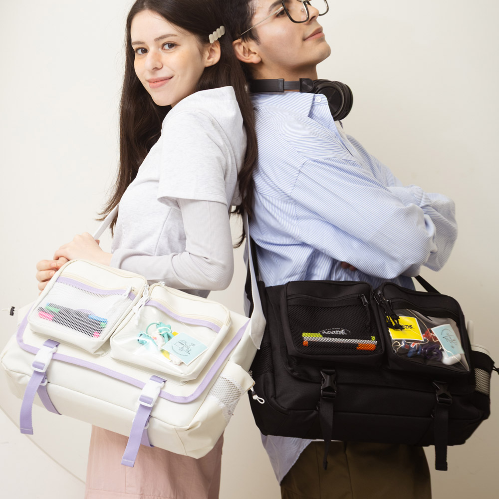 Ghost Pocket messenger bag(Black / Ivory) 유스메신저백 - 상세 이미지 2