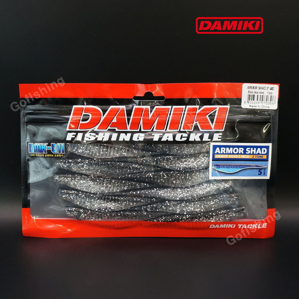 다미끼 아머쉐드 대광어 우럭 광어 웜 다운샷 483 투톤 블랙 클리어 실버, 12.7cm(5인치) - 상품 이미지
