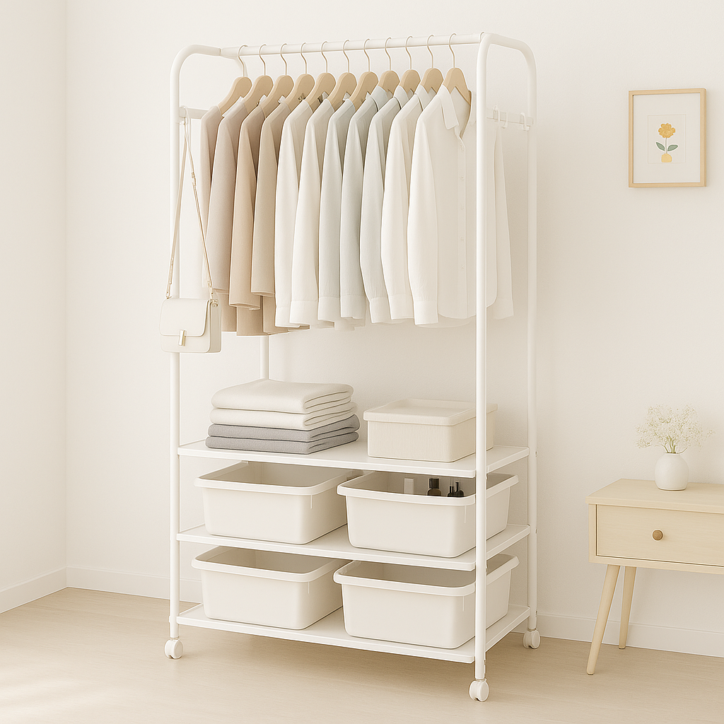 서랍 행거 이동식 시스템행거 스탠드 옷걸이 옷장 2단 수납