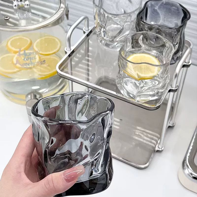 주전자 냉수 디스펜서 대용량 과일 차 술 음료 따라먹는 물 꼭지 유리통  1. 3.6L 대용량 연기색 단잔받침대 - 상세 이미지 4