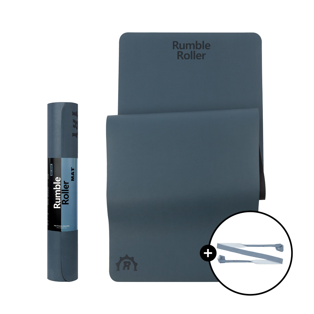 럼블롤러 논슬립 천연고무 홈트 필라테스 요가매트 스톰블루 5.5mm + 매트 스트랩 블루