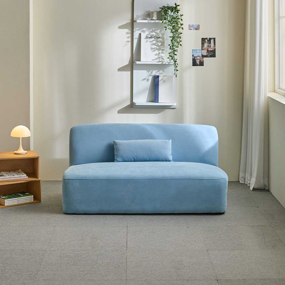 리노아 아쿠아텍스 패브릭 2인 1인 소파 스툴미포함, 스카이블루, 2인용