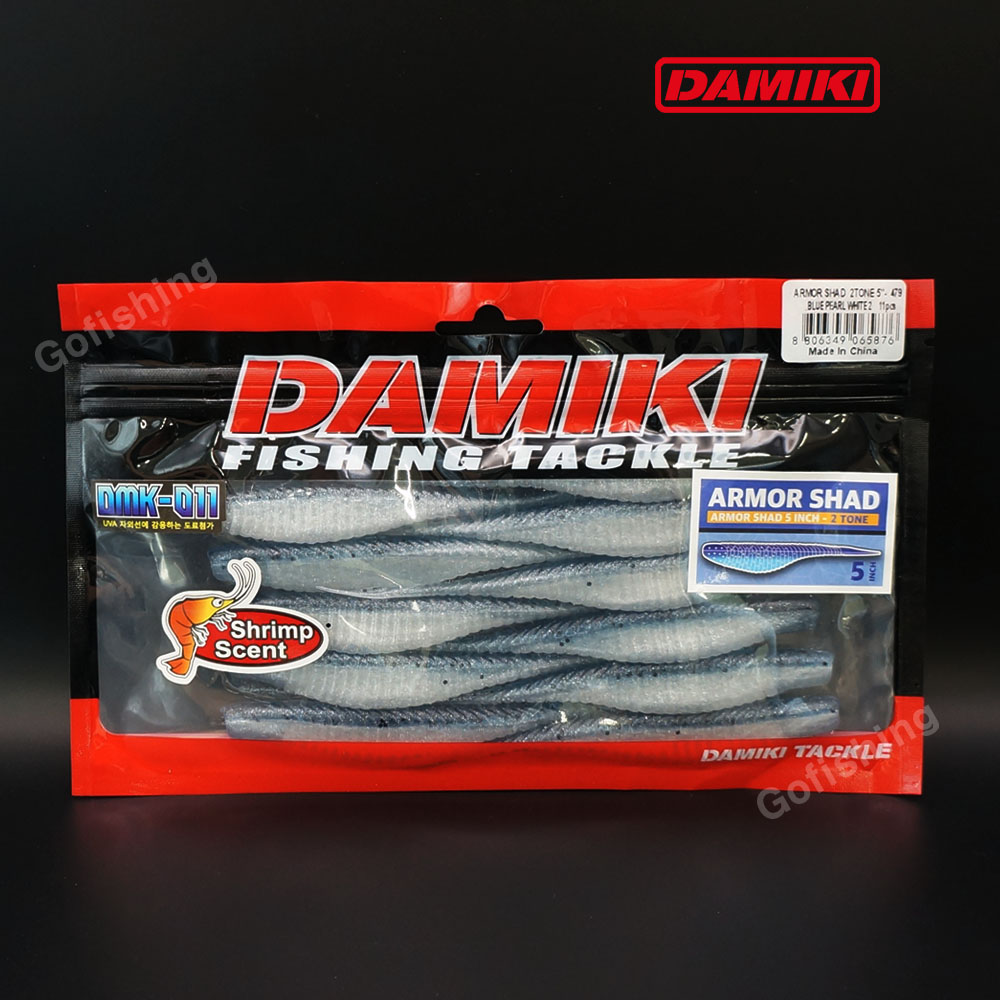다미끼 아머쉐드 대광어 우럭 광어 웜 다운샷 479 투톤 블루 펄 화이트, 12.7cm(5인치) - 상품 이미지