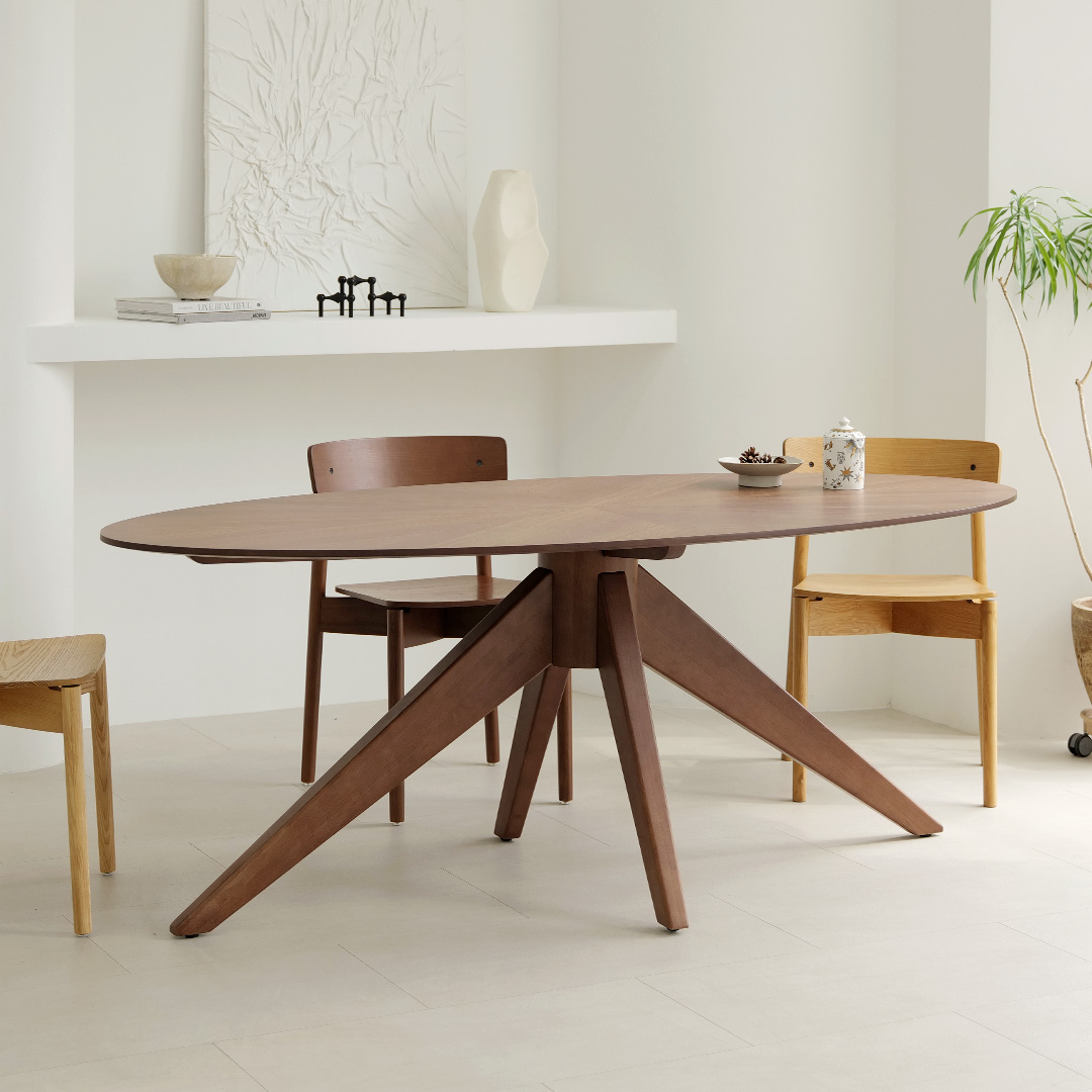 자야캠핑 반타 1724 월넛 원목 타원형 식탁 테이블