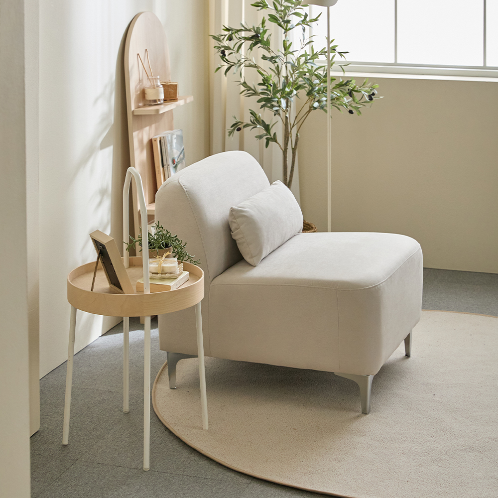 리노아 아쿠아텍스 패브릭 2인 1인 소파 스툴미포함, 아이보리, 1인용