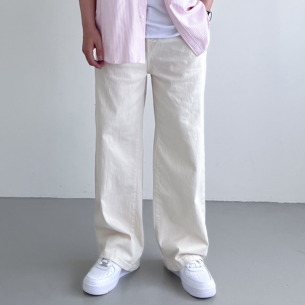 치노팬츠 세미와이드면바지 남자통바지 남자밴딩팬츠 - 상품 이미지