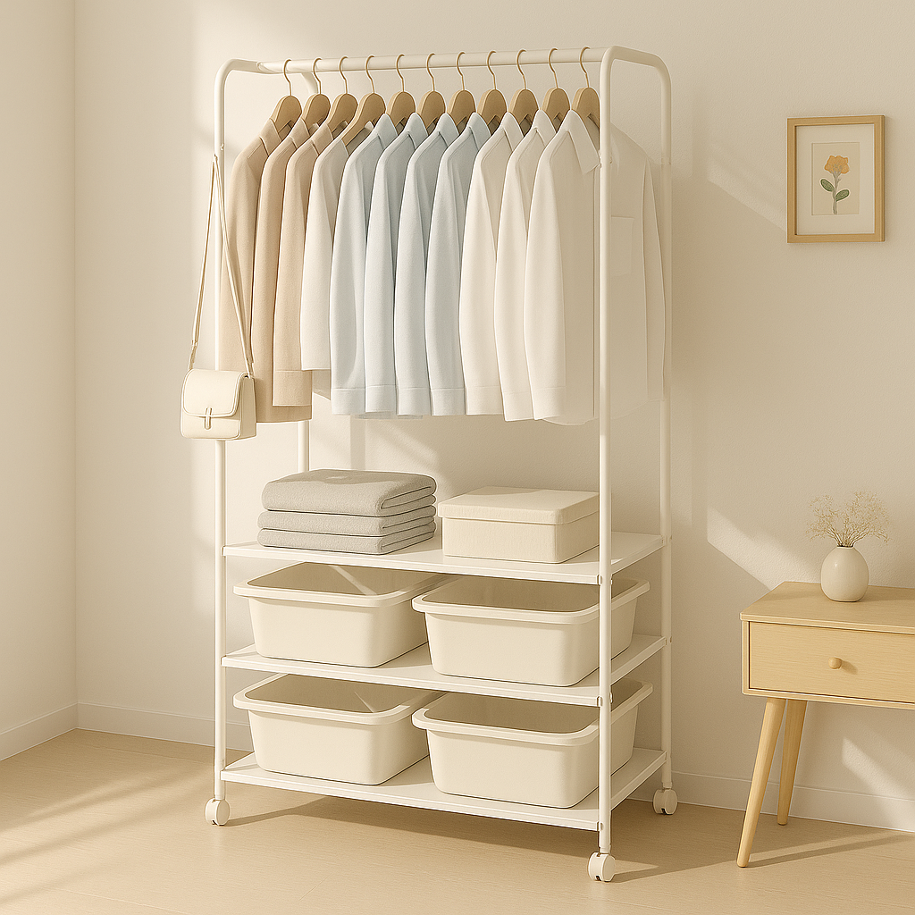 서랍 행거 이동식 시스템행거 스탠드 옷걸이 옷장 2단 수납