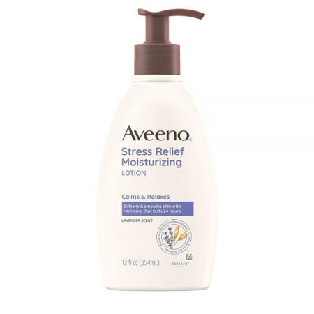 아비노 [해외]Aveeno 스트레스 릴리프 모이스처라이징 바디 로션 라벤더 천연 오트밀 및 카모마일 & 일랑일랑 에센셜 오일 함유 진정 및 릴랙스 354.9ml(12온스)