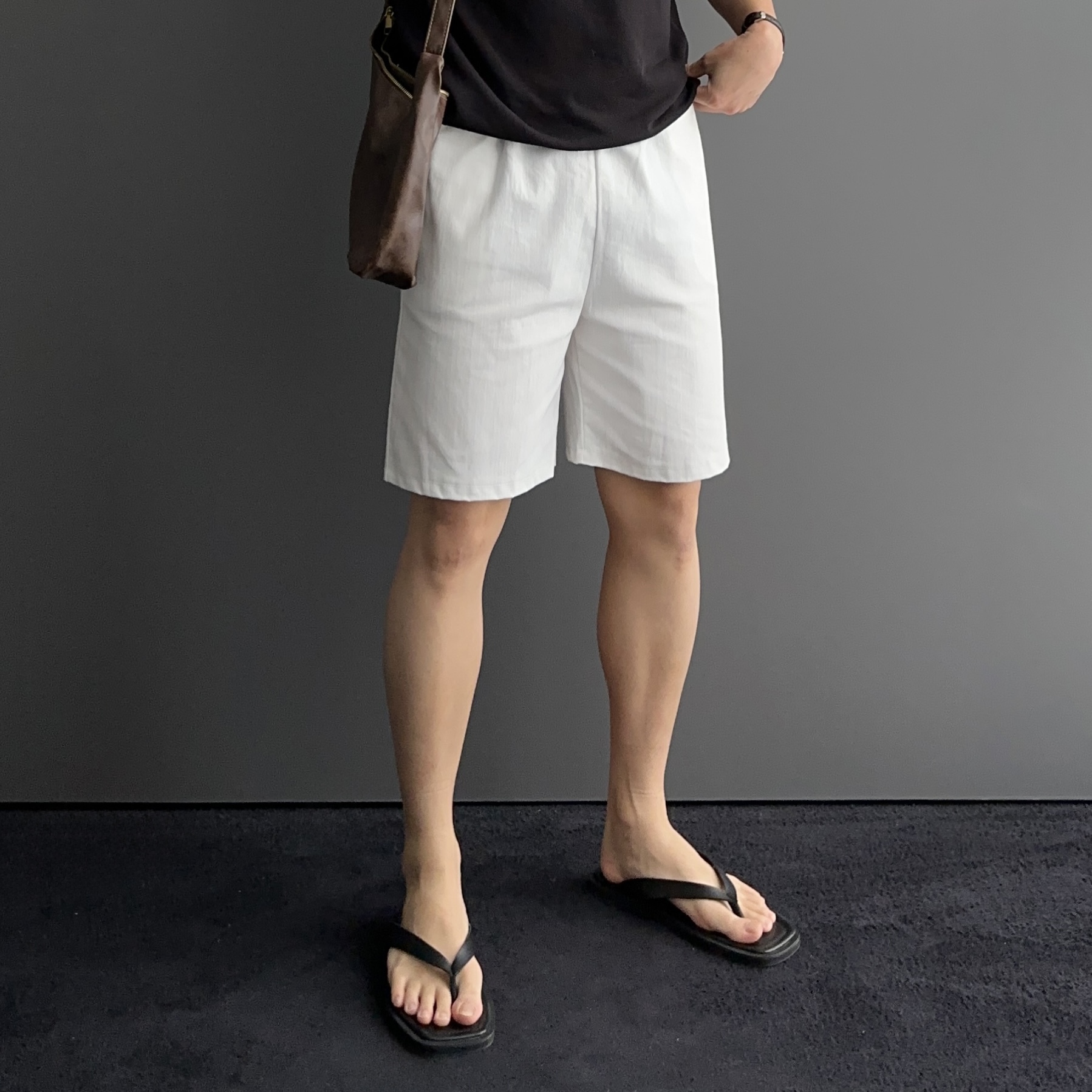 1+1 남자린넨반바지 흰색반바지 - 상세 이미지 2