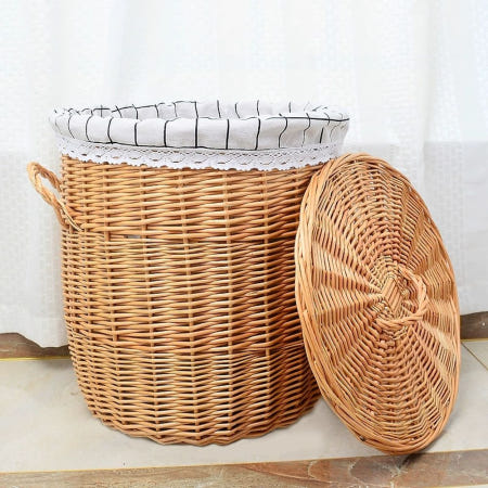 픽앤루틴 협력사 라탄 원통바구니 세탁바구니 빨래 수납바구니 세탁실