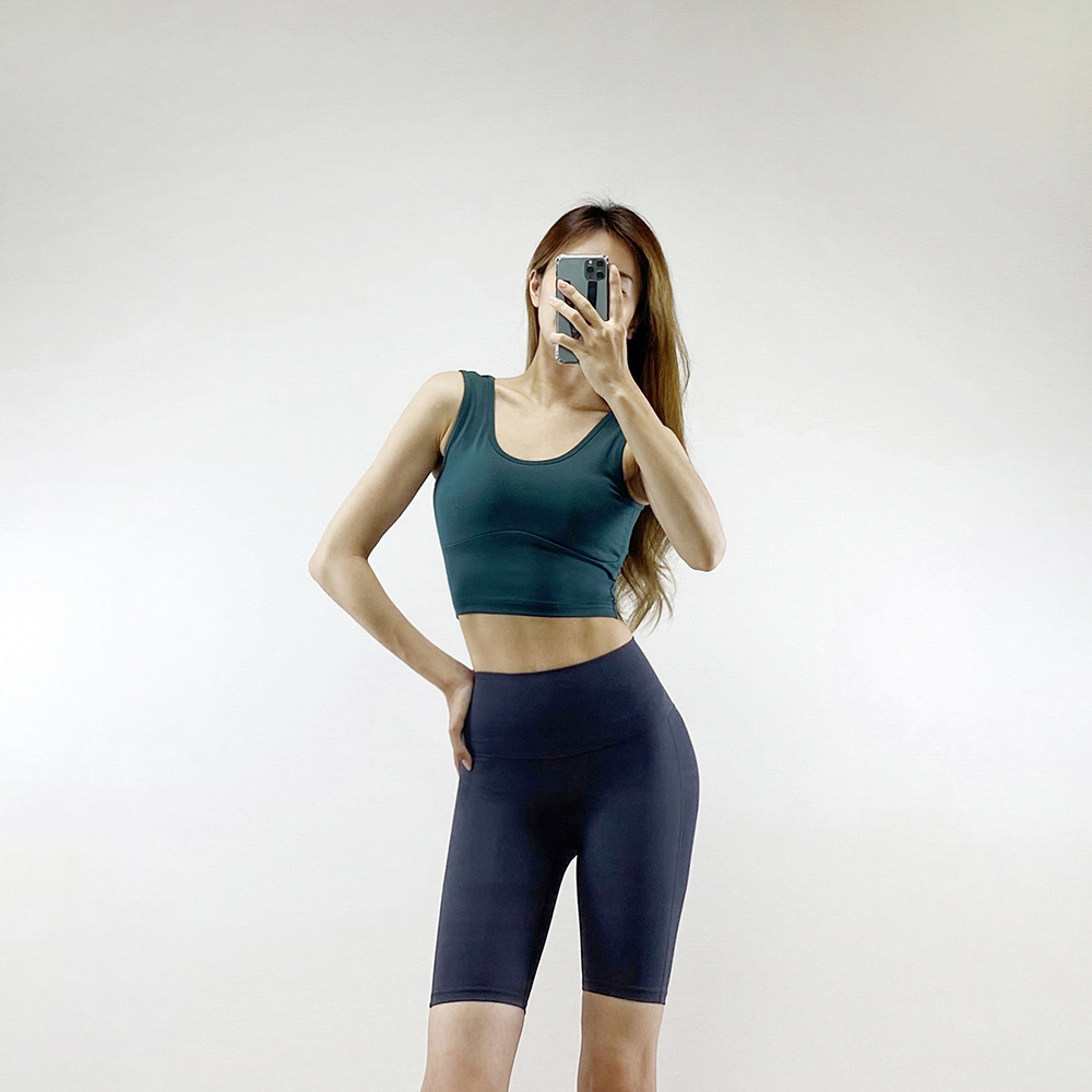 이지 크롭 나시 캡내장 요가크롭탑 필라테스브라탑 이미지 8