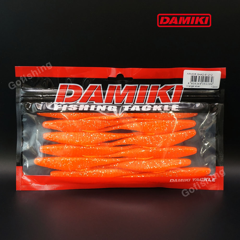 다미끼 아머쉐드 대광어 우럭 광어 웜 다운샷 212 오렌지 실버, 12.7cm(5인치) - 상품 이미지