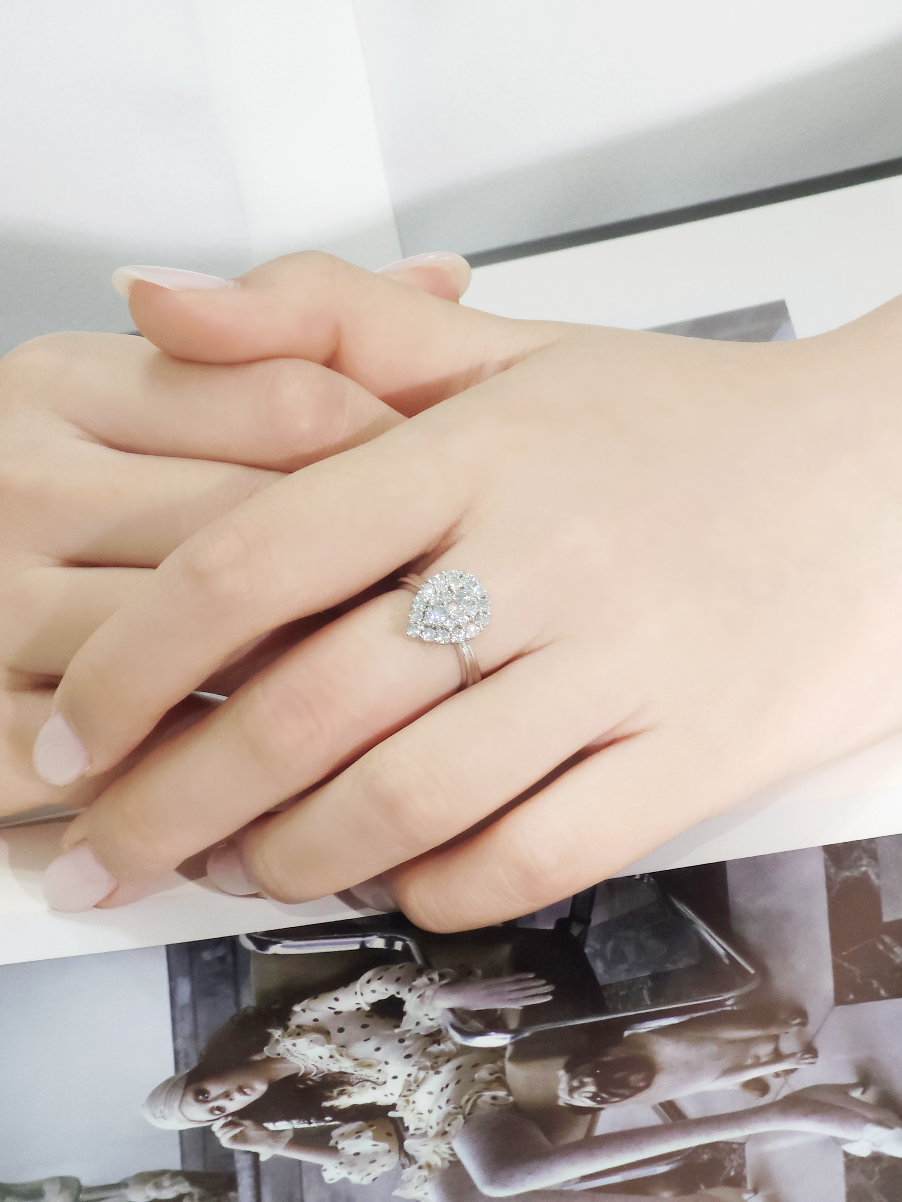 랩다이아 반지 파베세팅 물방울 랩다이아몬드 14k 18k - 상세 이미지 3