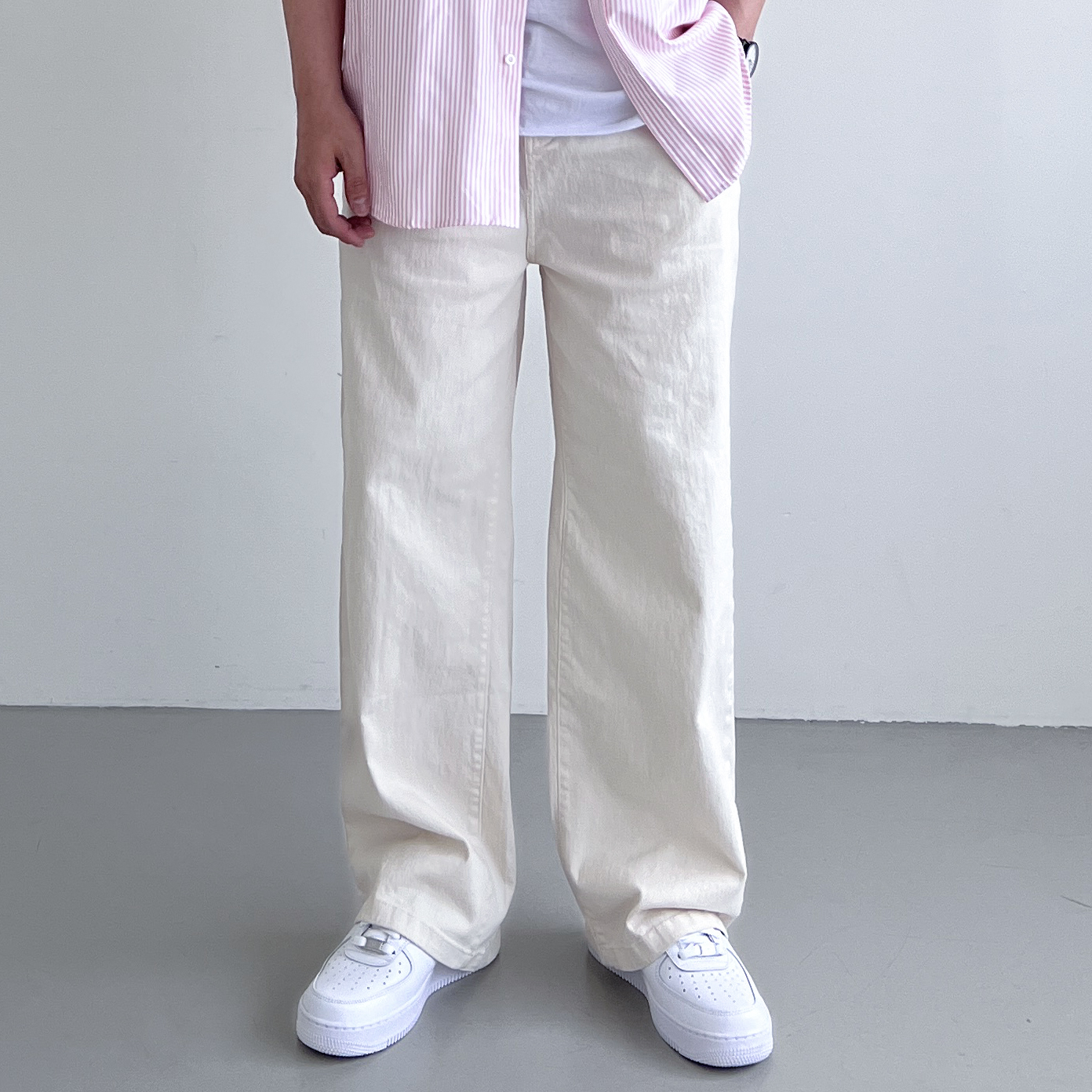 1+1 치노팬츠 세미와이드면바지 남자통바지 남자밴딩팬츠 - 상세 이미지 2