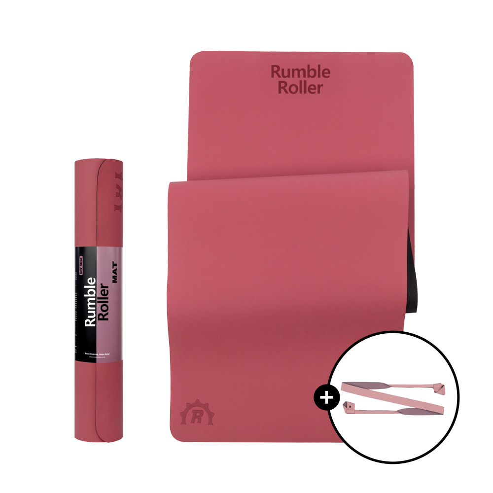 럼블롤러 논슬립 천연고무 홈트 필라테스 요가매트 드라이로즈 5.5mm + 매트 스트랩 로즈