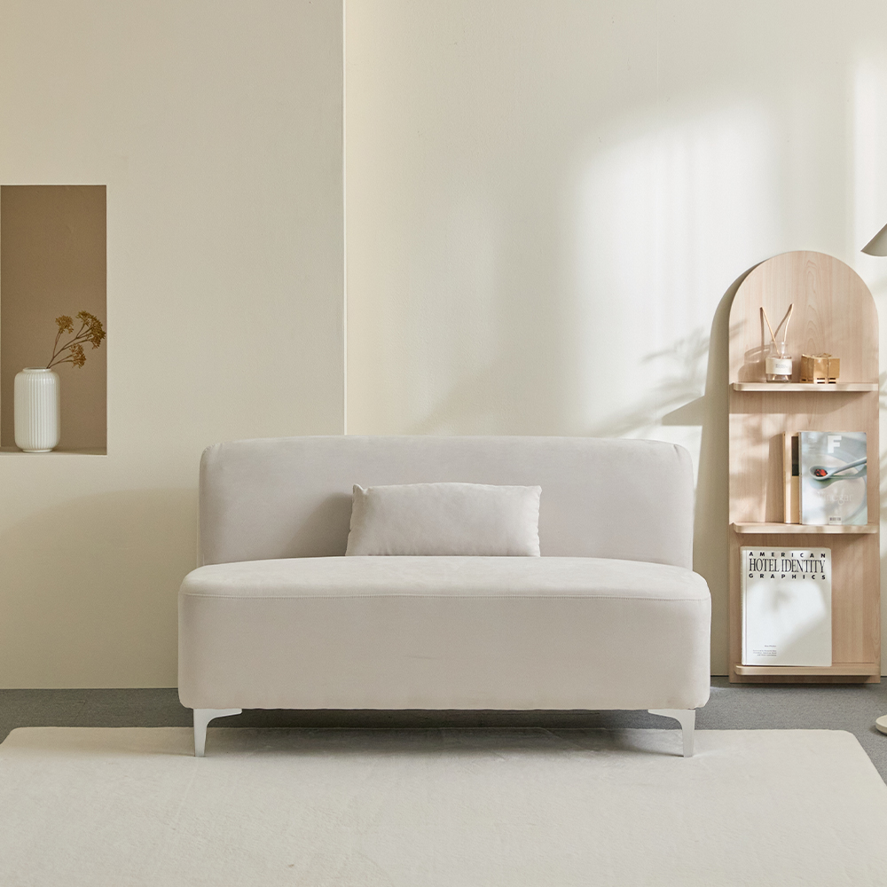 리노아 아쿠아텍스 패브릭 2인 1인 소파 스툴미포함, 아이보리, 2인용