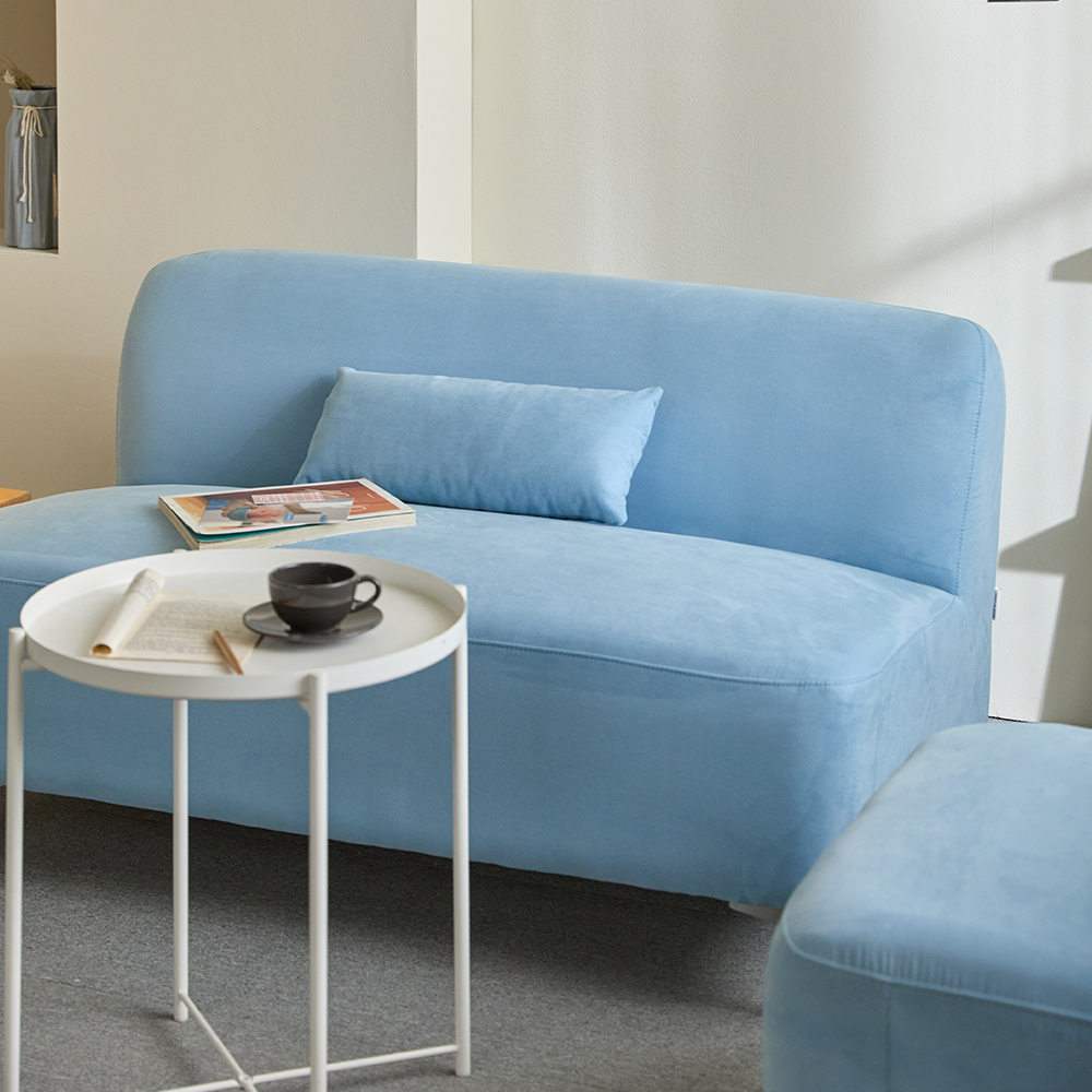리노아 아쿠아텍스 패브릭 2인 1인 소파 스툴미포함, 스카이블루, 2인용