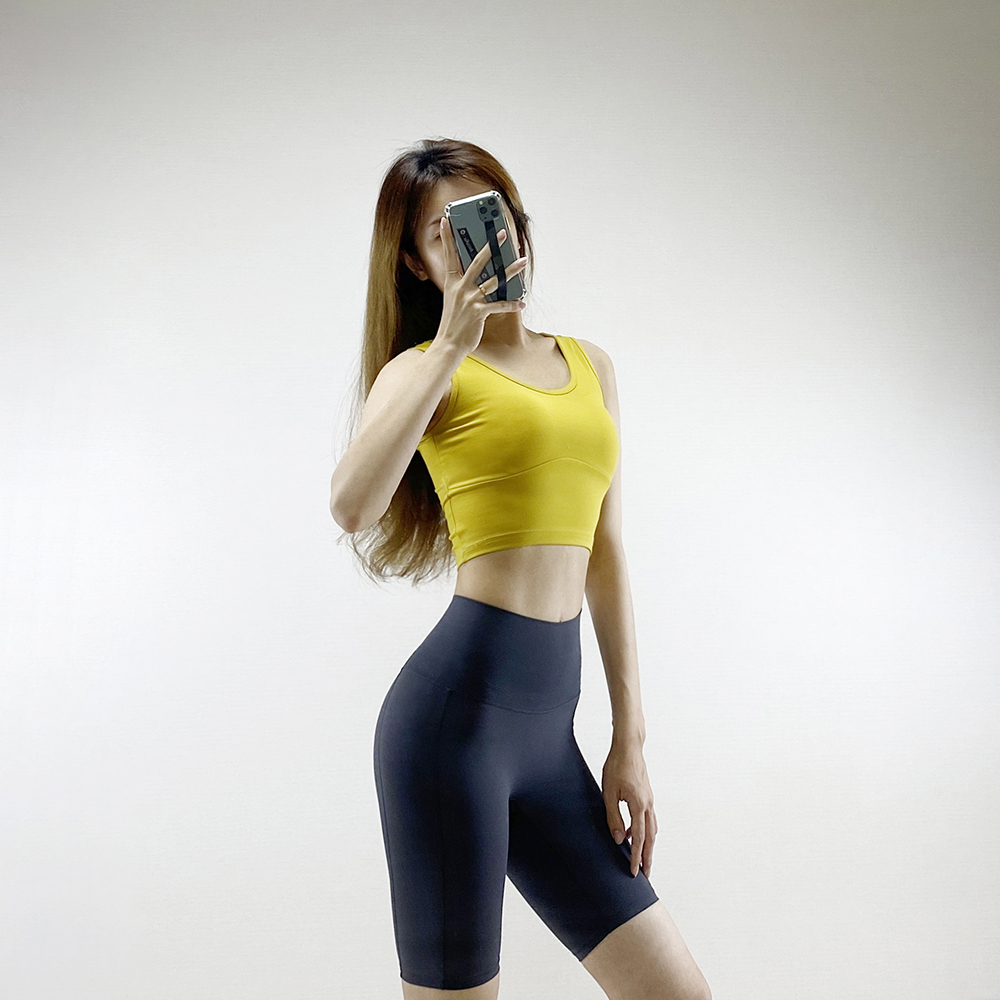 이지 크롭 나시 캡내장 요가크롭탑 필라테스브라탑 이미지 7
