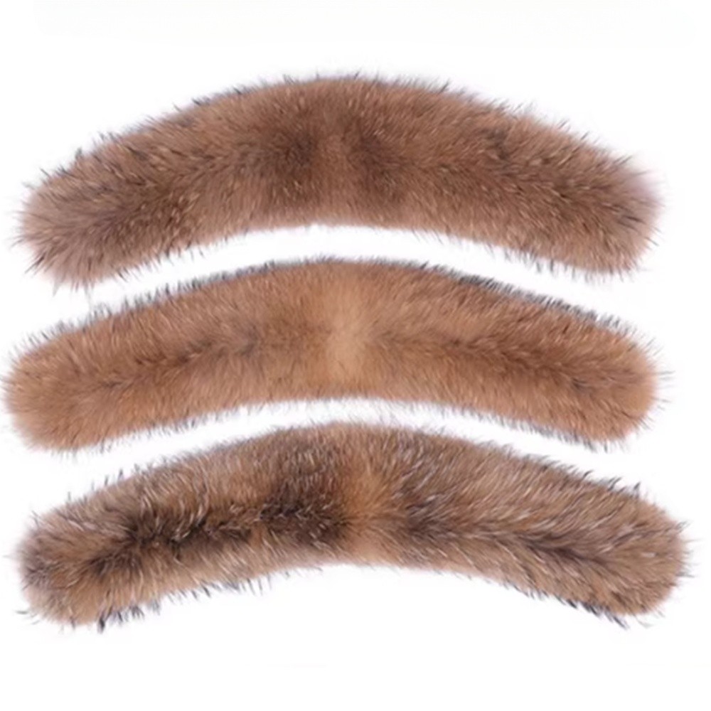 리얼 라쿤퍼 리폼 너구리털 모자털 교체 22cm 후드 겨울 따뜻한 천연 퍼 내추럴 컬러 플리스 폭 22 cm