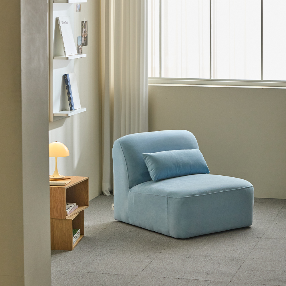 리노아 아쿠아텍스 패브릭 2인 1인 소파 스툴미포함, 스카이블루, 1인용