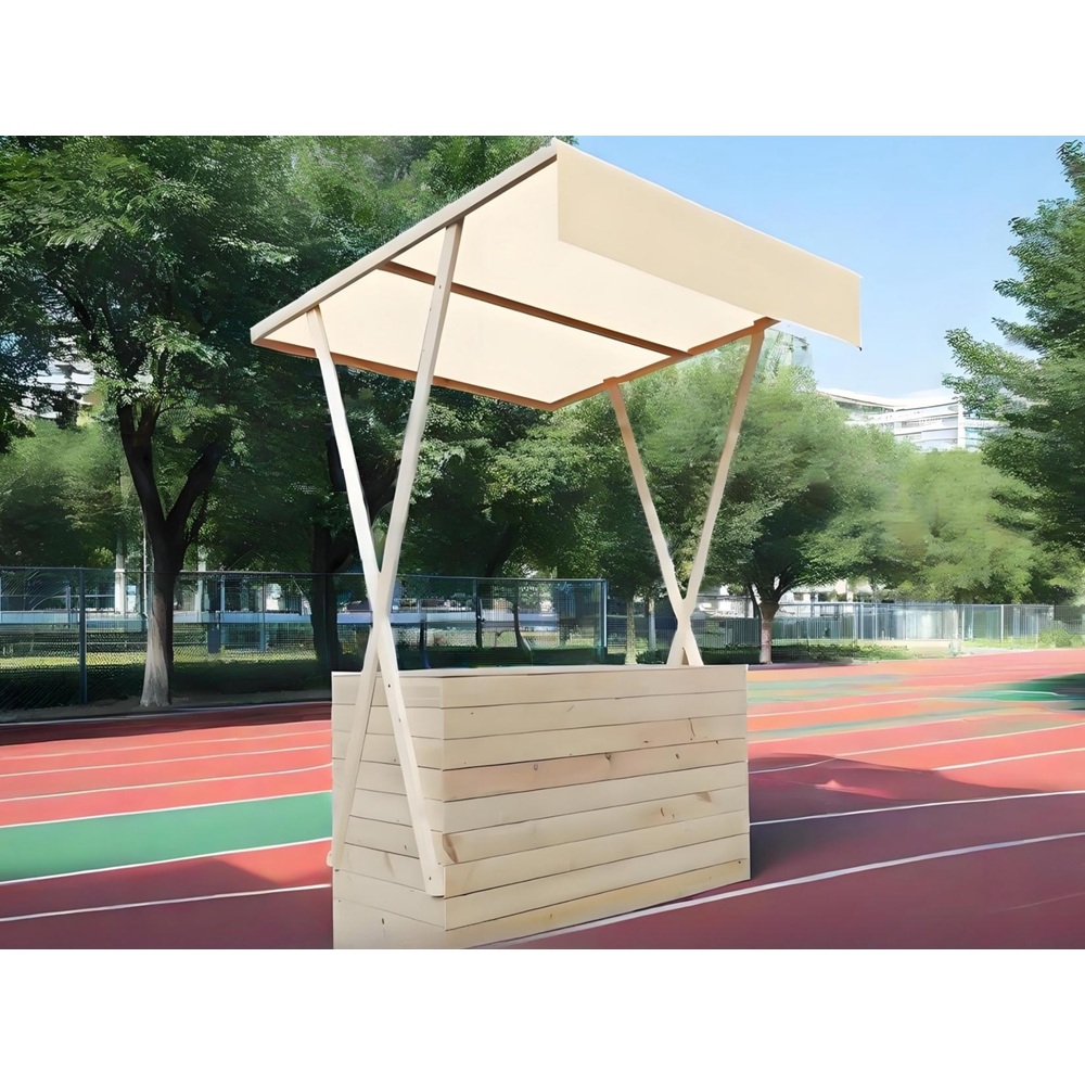 야외 원목 지붕형 판매대 이동식 간이 매대 행사용 진열대 나무 전시부스 플리마켓 목재 부스 테이블 접이식 플랫탑 132x60x200 - 상세 이미지 2
