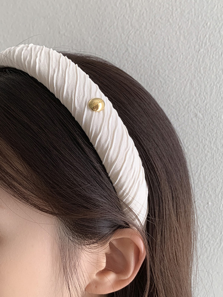 [자체제작] 크링클 와이드 헤드밴드 - 골드라벨 주름 볼륨 통통 넓은 무지 귀안아픈머리띠 - 상품 이미지