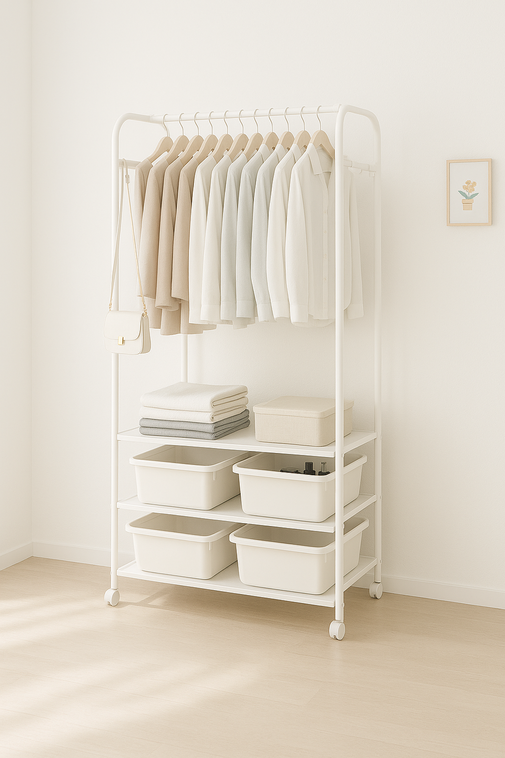 서랍 행거 이동식 시스템행거 스탠드 옷걸이 옷장 2단 수납