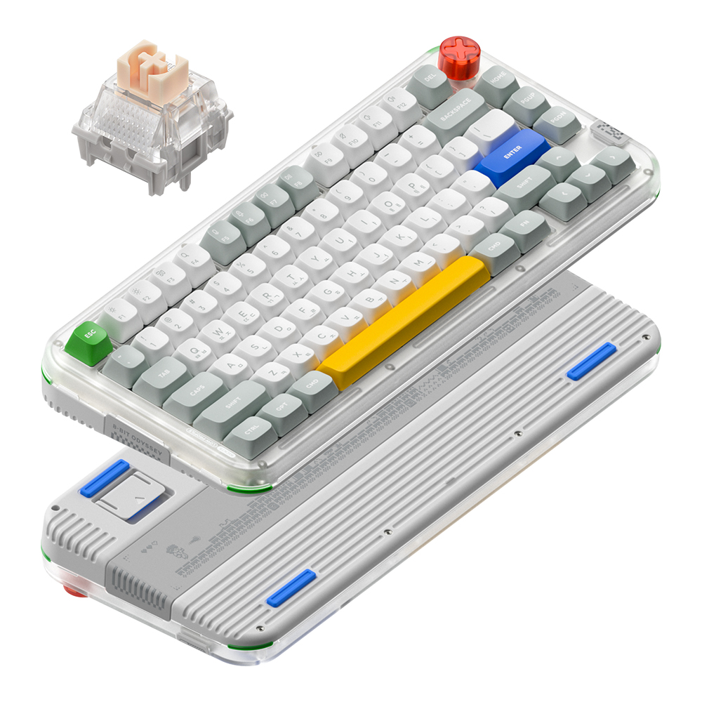 NUPHY KICK75 기계식키보드 로우 하이 듀얼 프로파일 커스텀키보드 레트로 그레이, 맥스 저소음 블러시축 제품 이미지