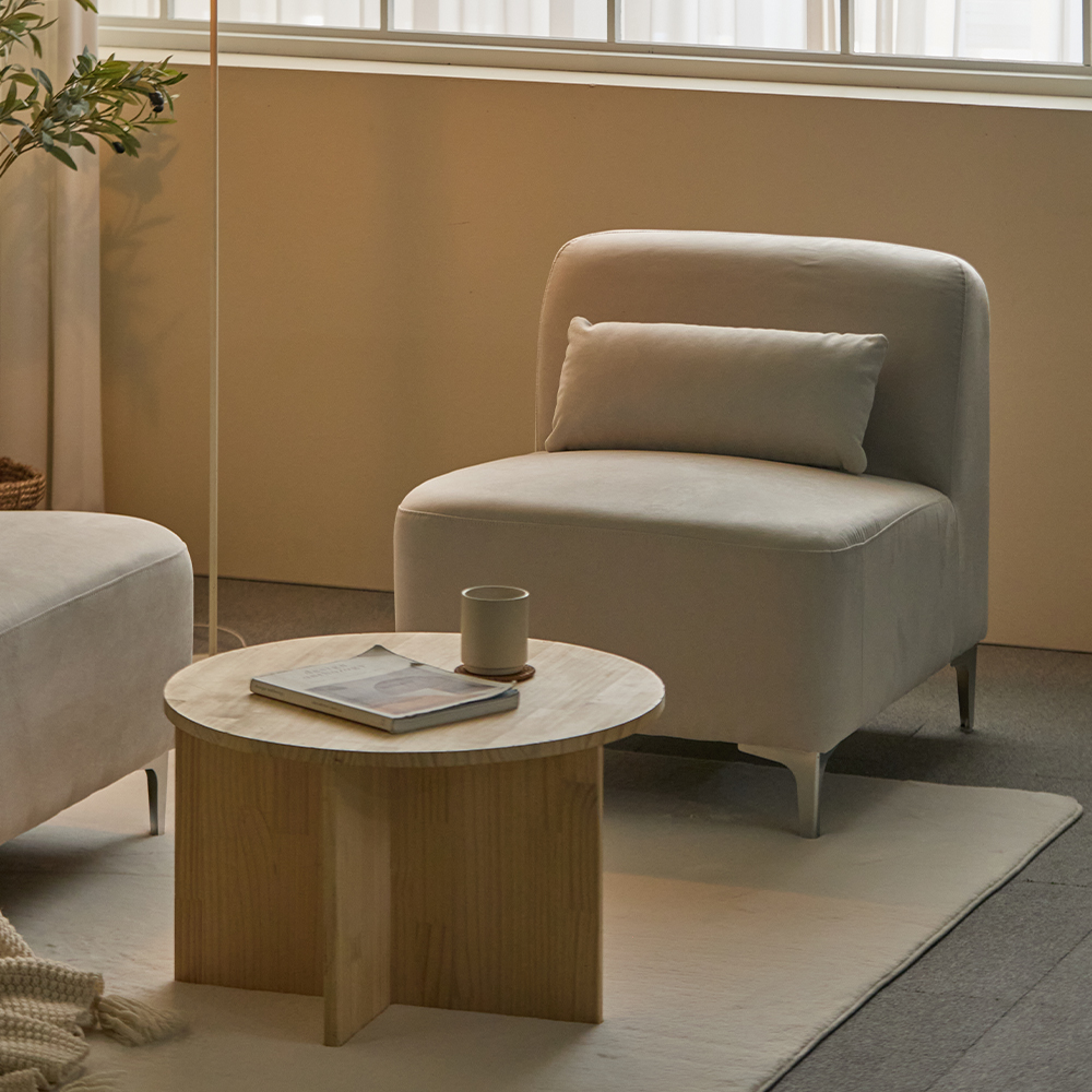 리노아 아쿠아텍스 패브릭 2인 1인 소파 스툴미포함, 아이보리, 1인용