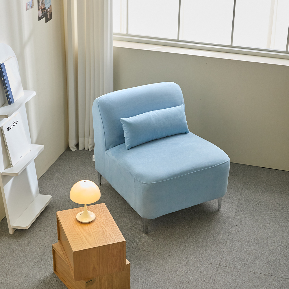 리노아 아쿠아텍스 패브릭 2인 1인 소파 스툴미포함, 스카이블루, 1인용