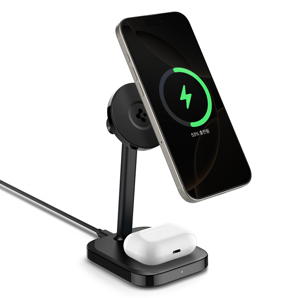 슈피겐 qi2 15W 2in1 맥세이프 고속 무선 충전기 거치대 PF2402