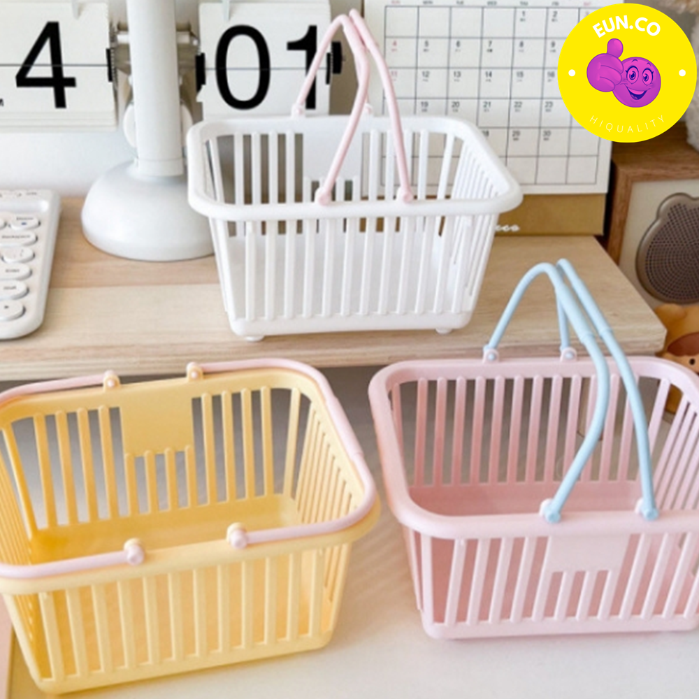 유아 미니 손잡이 바구니 소품정리 바스켓 유치원 어린이집 단체납품 교실 책상 수납 정리함