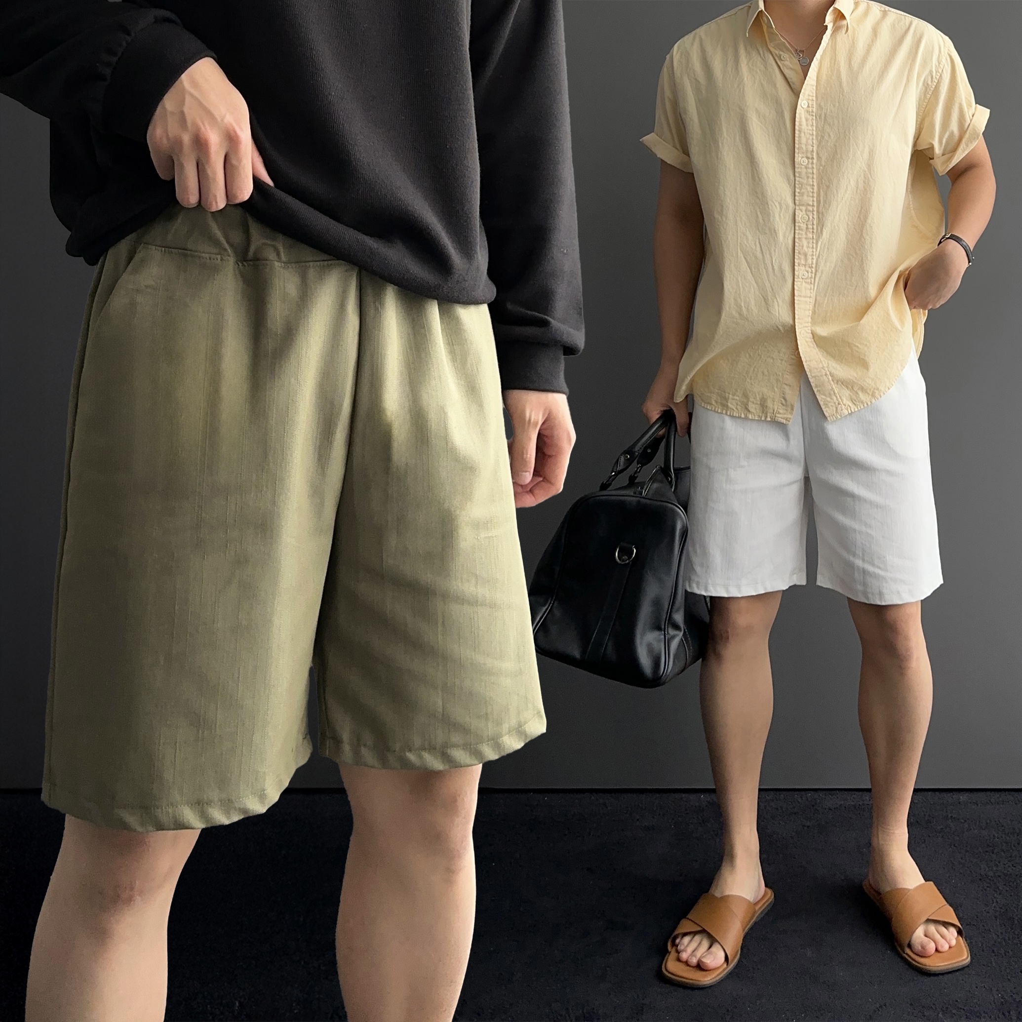 흰색반바지 남자린넨반바지 - 상품 이미지