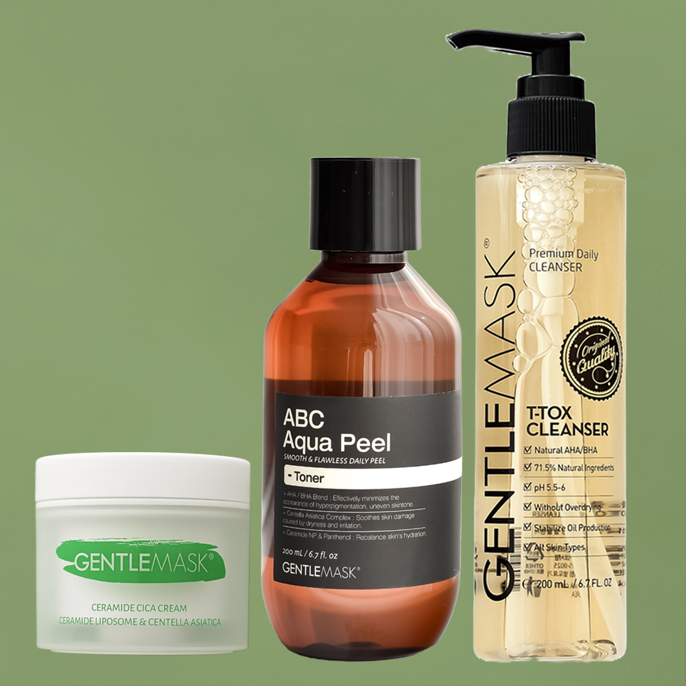 [3종세트] 젠틀마스크 약산성 폼클렌징 200ml + 모공 각질 토너 200ml + 세라마이드 시카 크림 50ml - 상품 이미지