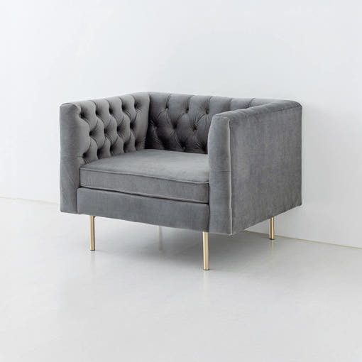 네르센 벨벳소파 1인 그레이 대표 이미지