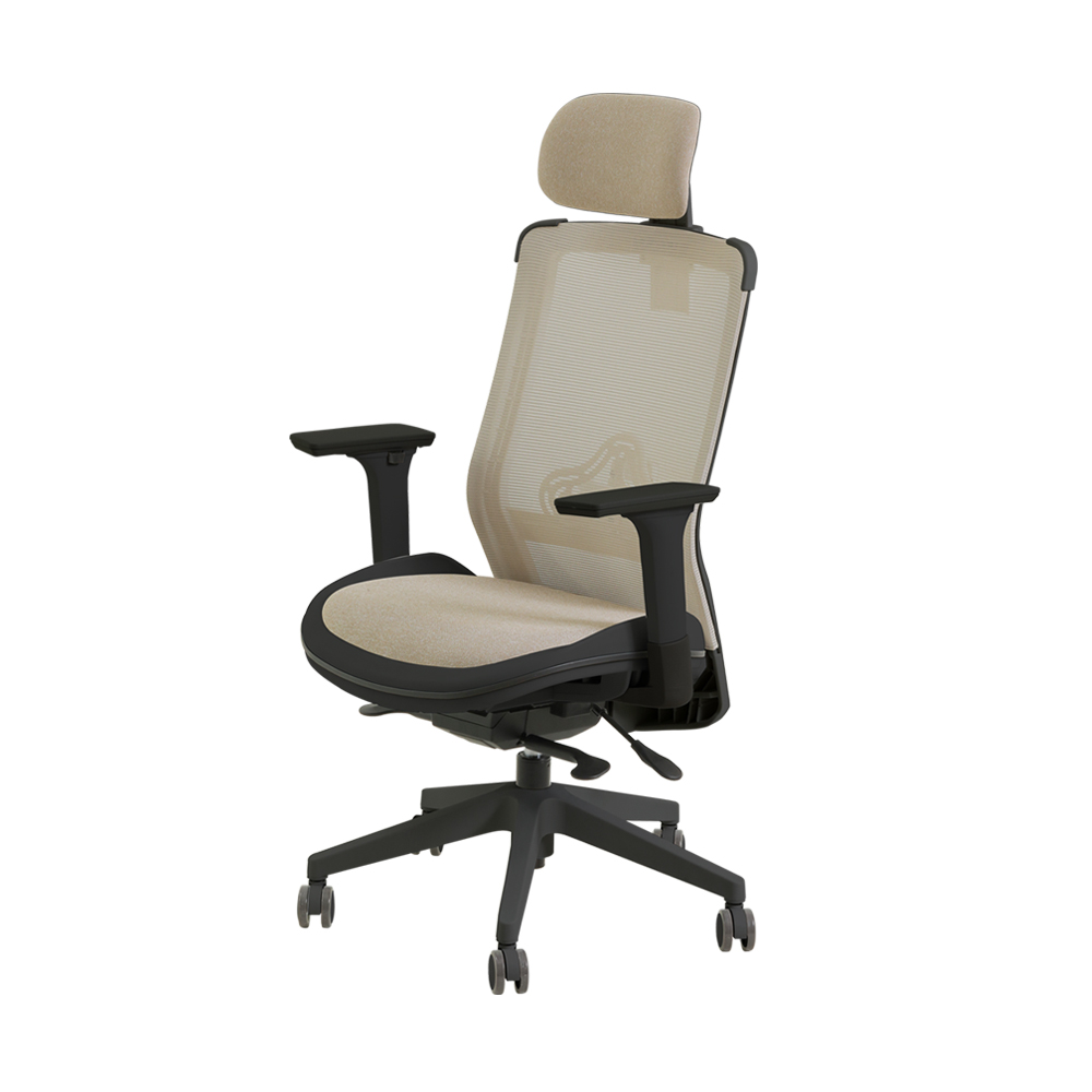 피치트렌디 S300 사무용 의자 사무실 편한 컴퓨터 학생 책상 의자 블랙-베이지