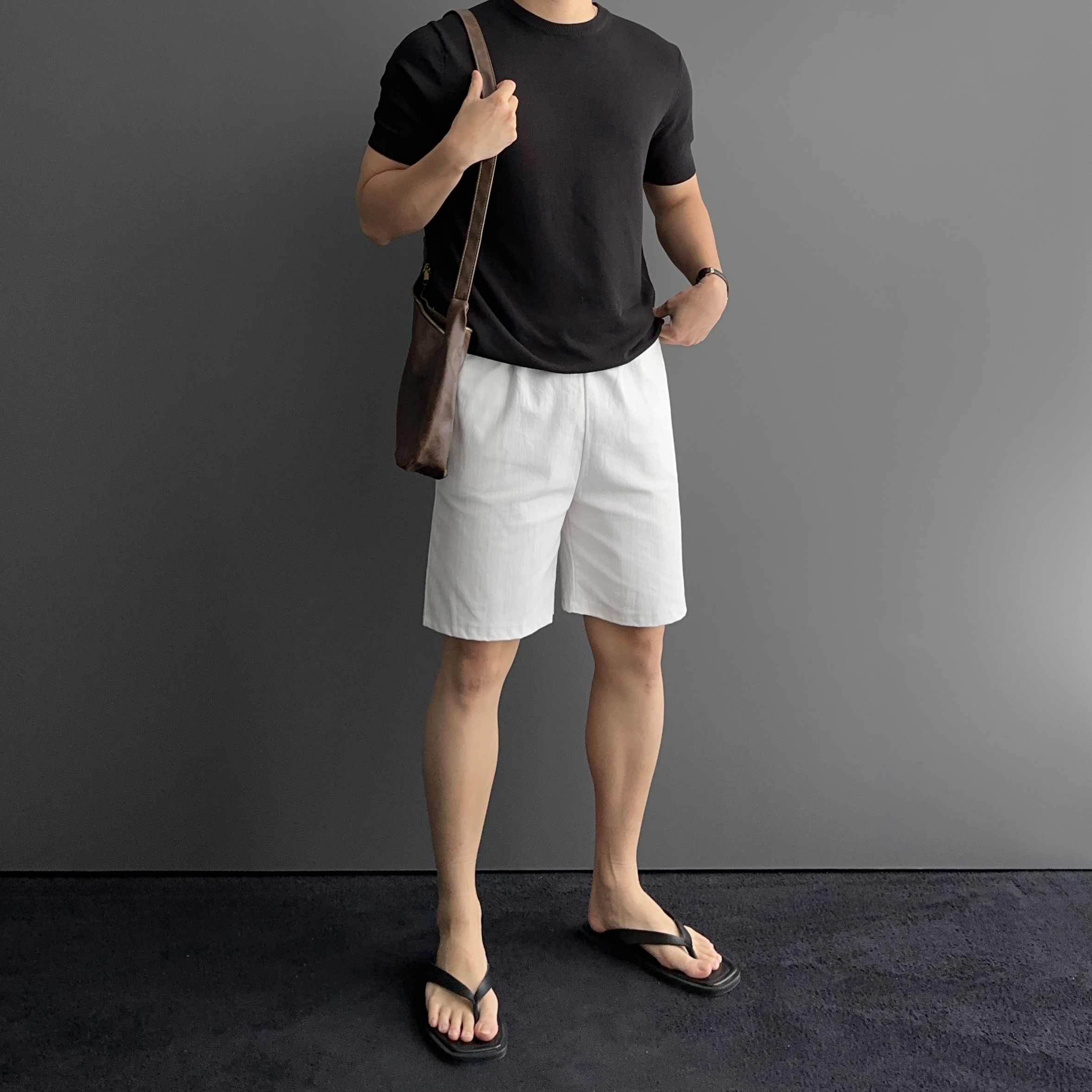 1+1 남자린넨반바지 흰색반바지 - 상세 이미지 4