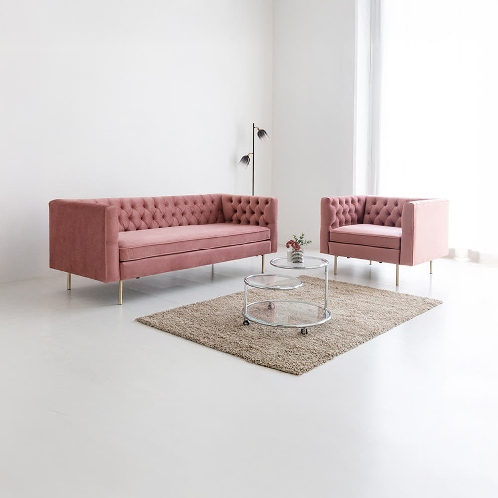 네르센 벨벳소파 1인 HN022B 핑크 6513.6896, 1인용